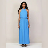 Ro&Zo Linen Blend Bias Skirt In Blue