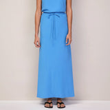 Ro&Zo Linen Blend Bias Skirt In Blue