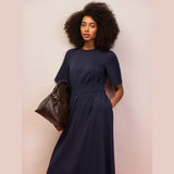 Ro&Zo Navy Elasticated Waist Detail Dress In Navy