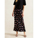 Ro&Zo Pansy Print Bias Cut Skirt In Multi