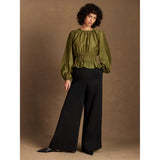 Ro&Zo Peplum Blouse in Khaki