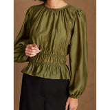 Ro&Zo Peplum Blouse in Khaki