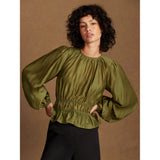 Ro&Zo Peplum Blouse in Khaki