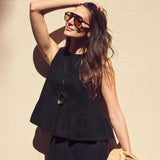Ro&Zo Peplum Top In Black
