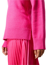 Ro&Zo Pink Rib Detail Jumper in Hot Pink
