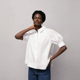 Ro&Zo Poplin Short Sleeve Shirt In White