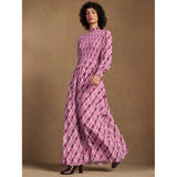 Ro&Zo Print Shirred Maxi Dress in Pink Check