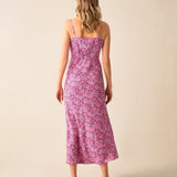 Ro&Zo Purple Ditsy Print Keyhole Front Midi Dress