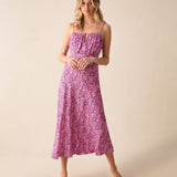 Ro&Zo Purple Ditsy Print Keyhole Front Midi Dress
