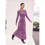 Ro&Zo Ruched Batik-print Midaxi Dress In Pink
