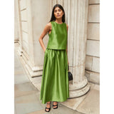 Ro&Zo Satin Full Skirt In Green