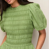 Ro&Zo Shirred Bodice Dress In Green