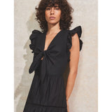Ro&Zo Tiered Cotton-Poplin Maxi Dress In Black