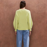 Ro&Zo V-Neck Rib-Knit Jumper in Lime