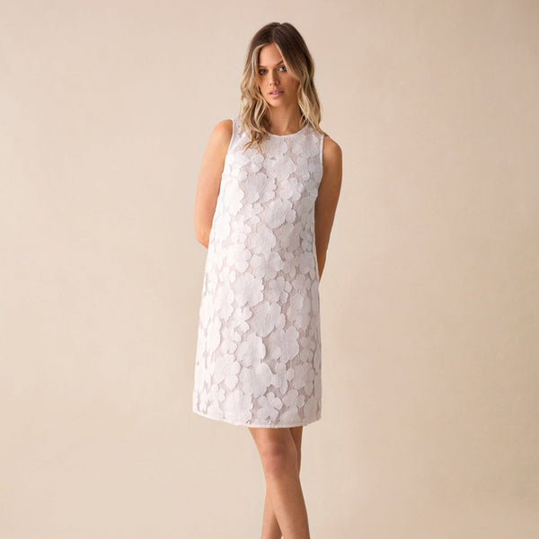 knee length dresses for ladies SP White Guipure Lace Mini Shift Dress main image 0