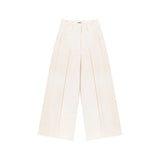 Ro&Zo Wide-Leg Pleat Trousers in Cream