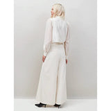 Ro&Zo Wide-Leg Pleat Trousers in Cream