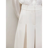 Ro&Zo Wide-Leg Pleat Trousers in Cream