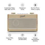 Roberts Rambler Uno Portable DAB+/FM Retro Radio In Pastel Cream