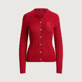 Lauren Ralph Lauren Cable-Knit Cotton-Blend Cardigan In Red