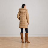 Lauren Ralph Lauren Hooded Faux Fur-Trim Down Coat In Classic Camel