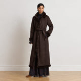 Lauren Ralph Lauren Faux-Shearling Belted Maxicoat In Circuit Brown