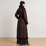 Lauren Ralph Lauren Faux-Shearling Belted Maxicoat In Circuit Brown