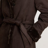 Lauren Ralph Lauren Faux-Shearling Belted Maxicoat In Circuit Brown