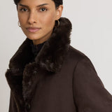 Lauren Ralph Lauren Faux-Shearling Belted Maxicoat In Circuit Brown