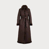 Lauren Ralph Lauren Faux-Shearling Belted Maxicoat In Circuit Brown
