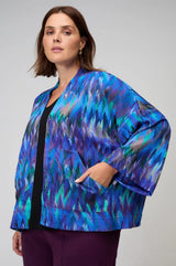 Sahara Abstract Feather Jersey Jacket In Blue