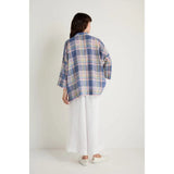 Sahara Crinkle Check Jacquard Dress In Navy Night