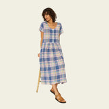 Sahara Crinkle Check Jacquard Dress In Navy Night