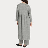 Sahara Crinkle Double Face Linen Shirt Dress in Black/White