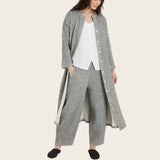 Sahara Crinkle Double Face Linen Shirt Dress in Black/White