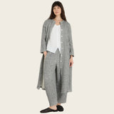 Sahara Crinkle Double Face Linen Shirt Dress in Black/White