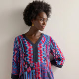 Sahara Diamond Geo Patchwork Dress In Multi