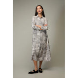Sahara Etched Check Print Shirt Dress in Ivory/Black