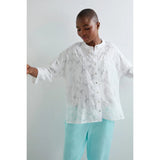 Sahara Etched Floral Viscose Shirt In White