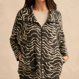Sahara Etched Wave Zip Boxy Jacket Black