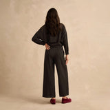 Sahara Fine Crinkle Viscose Wide Leg Trouser In Black