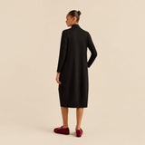 Sahara Fluid Crepe Bubble Dress In Black