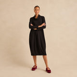 Sahara Fluid Crepe Bubble Dress In Black