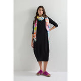 Sahara Fluid Crepe V Neck Bubble Dress In Black