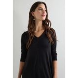 Sahara Fluid Crepe V Neck Bubble Dress In Black