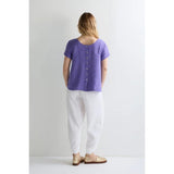 Sahara Garment Dyed Linen Button Back Top In Dahlia
