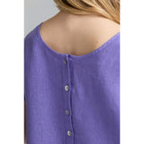 Sahara Garment Dyed Linen Button Back Top In Dahlia