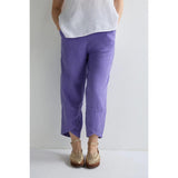 Sahara Garment Dyed Linen Tulip Hem Bubble Trouser In Purple