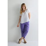 Sahara Garment Dyed Linen Tulip Hem Bubble Trouser In Purple