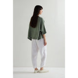 Sahara Garment Dyed Twisted Linen Crop Bubble Trouser In White